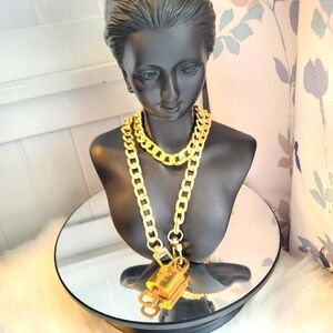 #313 Authentic Vintage  Louis Vuitton Padlock n Key with Chain